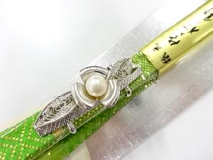 未使用品　正絹　パール帯留め　佐賀錦帯締めセット